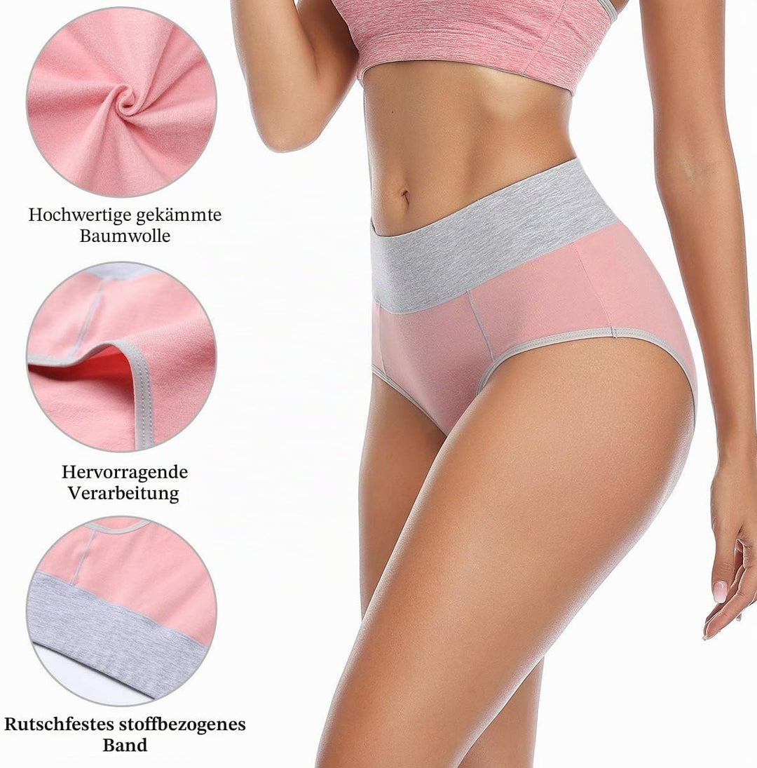 wirarpa Unterhosen Damen Baumwolle Unterwäsche Frauen Taillenslip Hohe Taille Slip 5er Pack XS Schwa