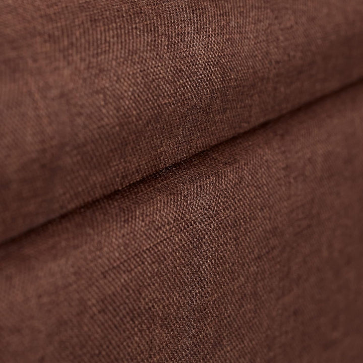 Relaxdays, braun Sitzbank mit Stauraum, gepolstert, Holzbeine, Truhenbank Stoffbezug, H x B x T: 39,