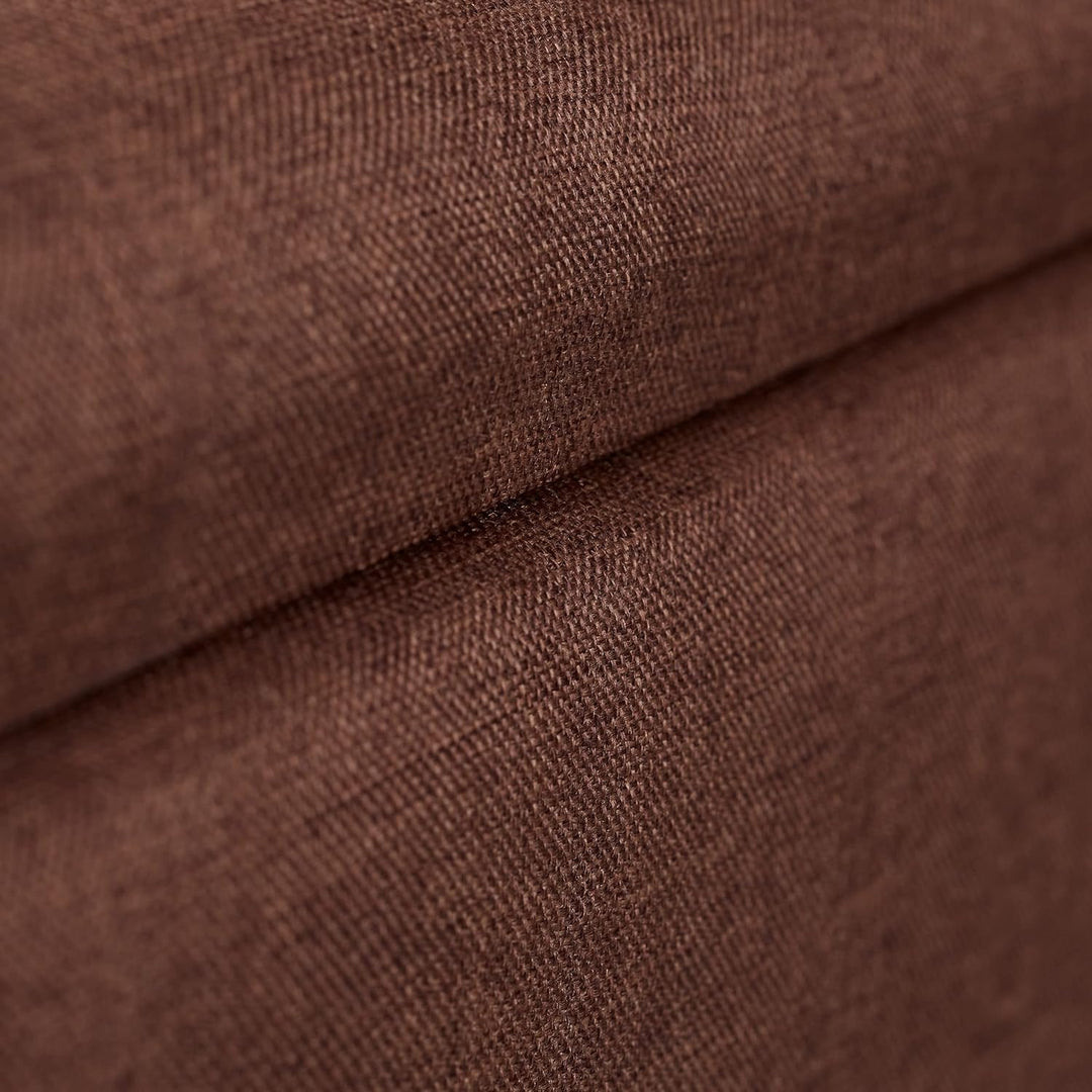 Relaxdays, braun Sitzbank mit Stauraum, gepolstert, Holzbeine, Truhenbank Stoffbezug, H x B x T: 39,