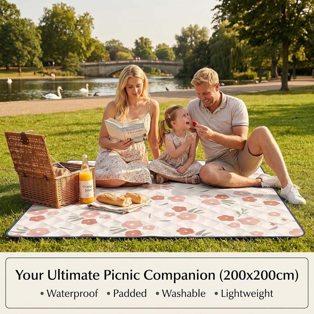 Picknickdecke Wasserdicht, Pikncik Decke Gross, Picknickdecke 200x200cm, Faltbar Leicht Tragbar Outd