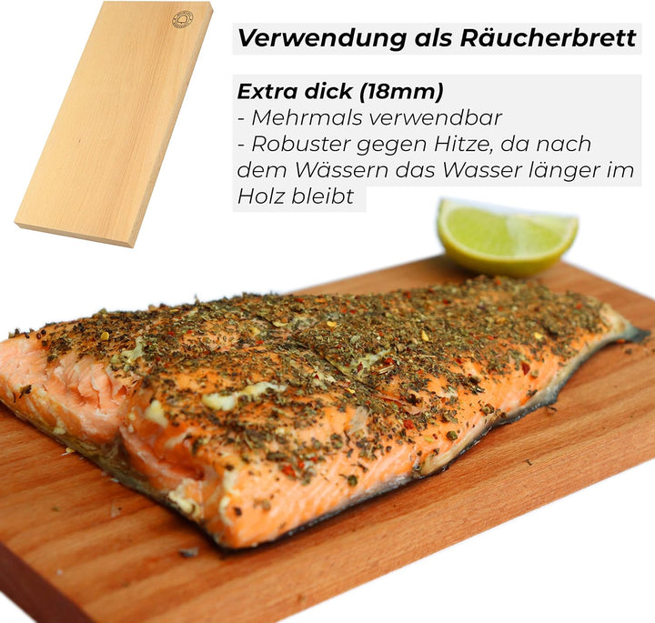 Flammlachsbretter mit Stabiler Edelstahl-Halterung - Grillzubehör für Feuerschalen und Kugelgrill (2