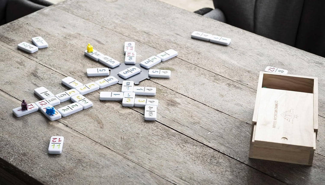 Engelhart - Domino Mexican Train/Zug -Premium- Qualität - Dobbel 12 Ausfuhrung - 2-8 Spieler - 91 fa