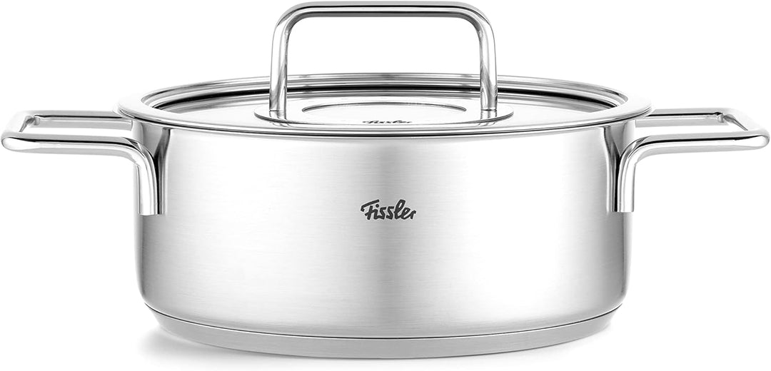 Fissler Pure Collection / Edelstahl-Bratentopf (Ø 24 cm, 3,9L) Töpfe inkl. Glas-Deckel, Innen-Skalie
