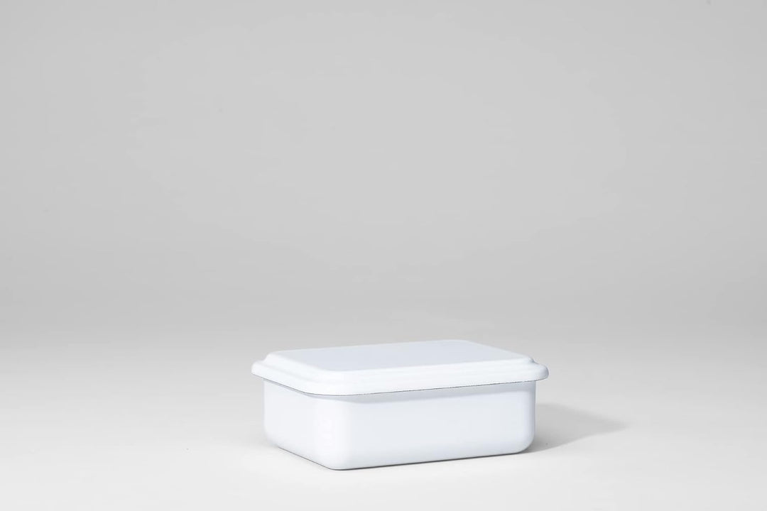 Riess, 0411-033, Vorratsbehälter mit Deckel, 15x11x5cm, Emaille, Design SERVE + STORE, WEISS, Gewich