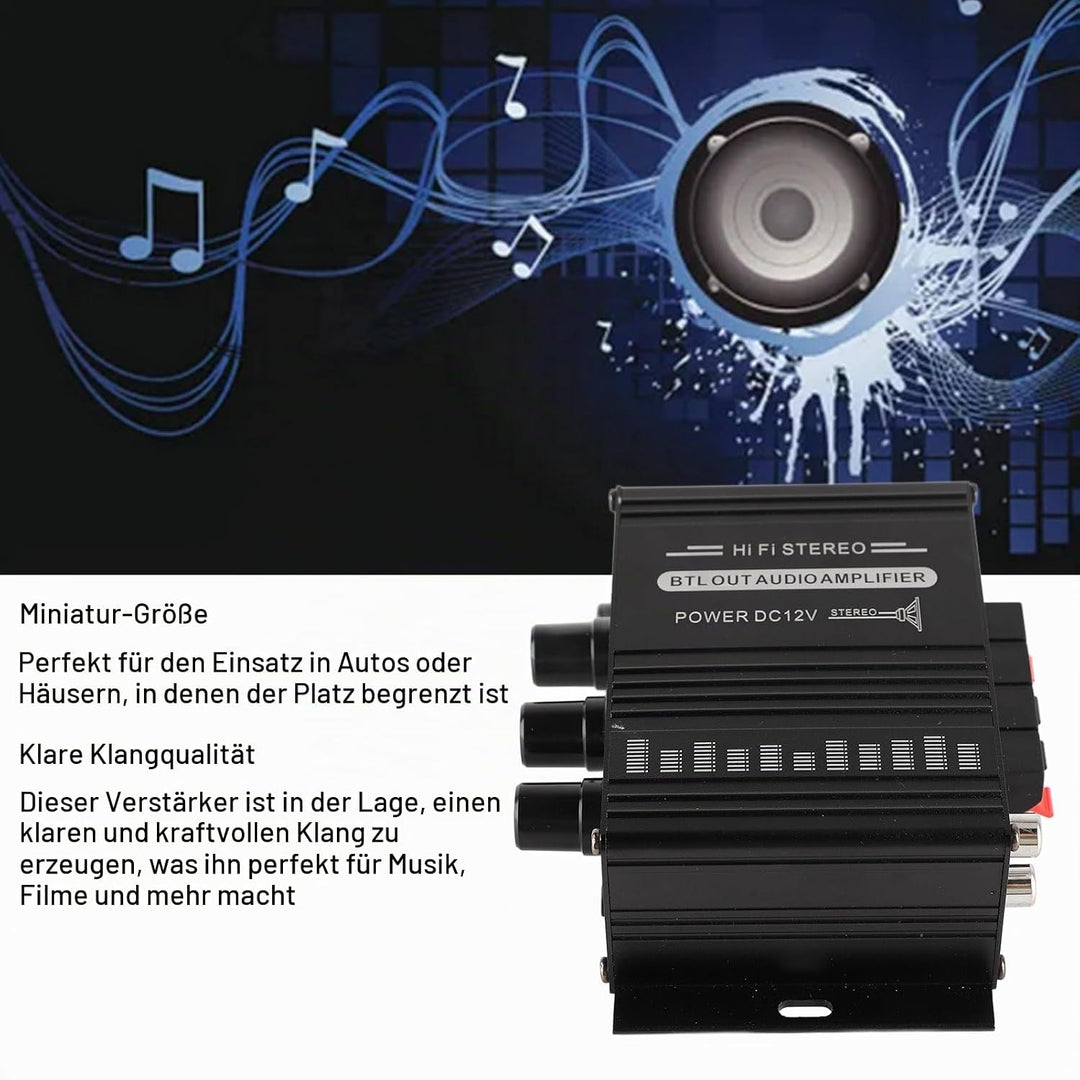 Stereo-Verstärker 12 V, Auto-Stereo-Audio-Verstärker, Auto-Audio-Subwoofer-Verstärker, Tragbarer Min