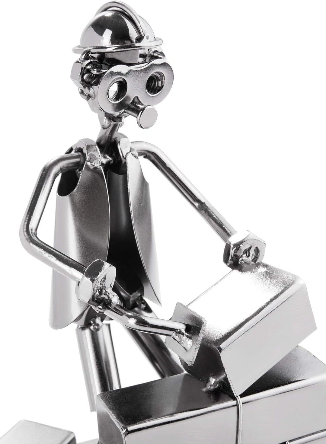 BRUBAKER Schraubenmännchen Maurer - Handarbeit Eisenfigur Metallmännchen - Metallfigur Geschenkidee