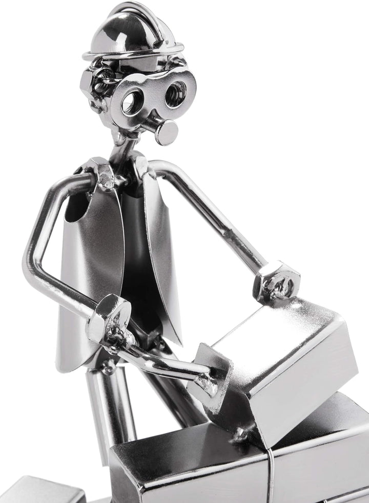 BRUBAKER Schraubenmännchen Maurer - Handarbeit Eisenfigur Metallmännchen - Metallfigur Geschenkidee