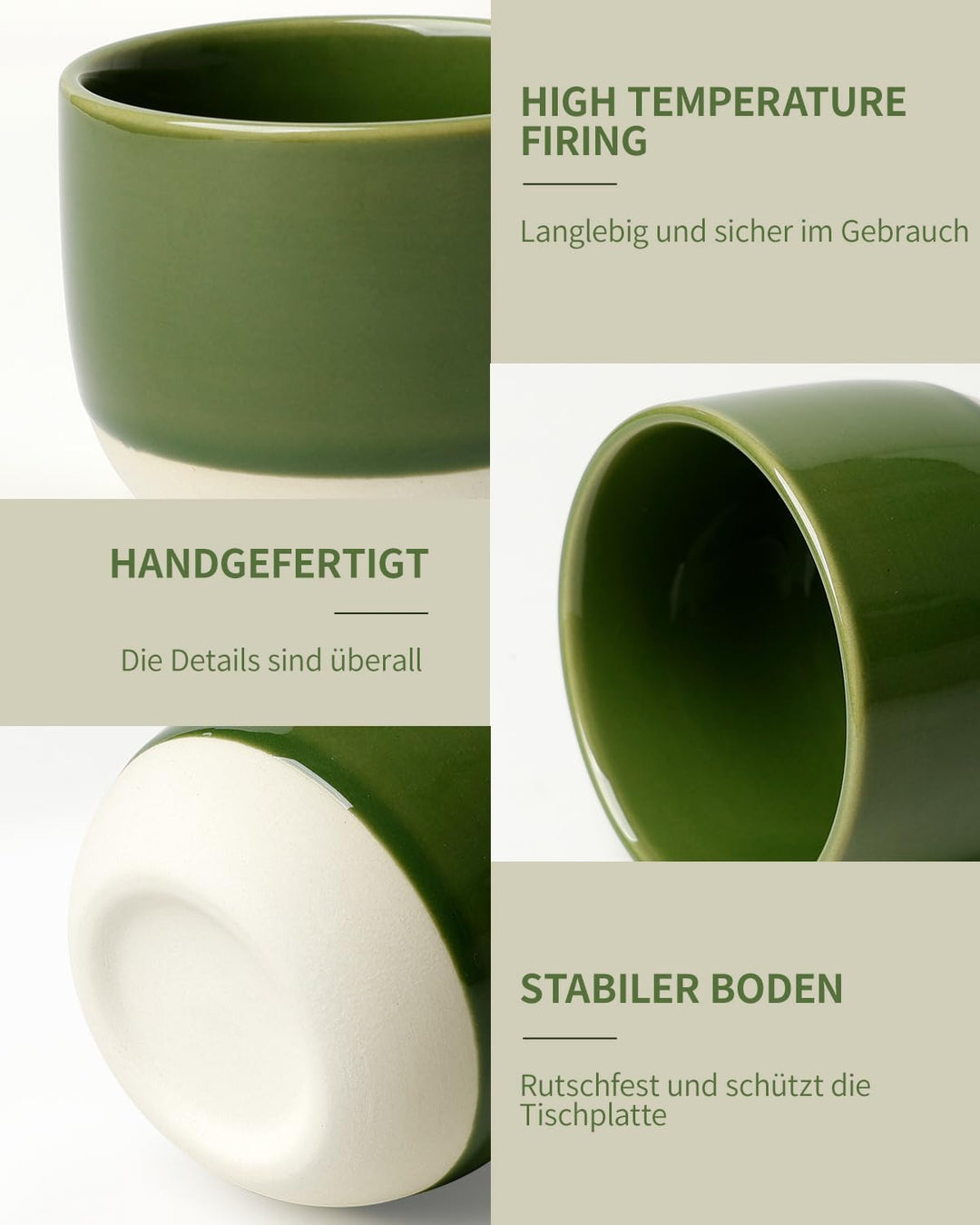 NOVAJOY | Espressotassen Set | 4-teilig | 150 ml | Mini-Espressotasse - Handgefertigt dickwandigem |
