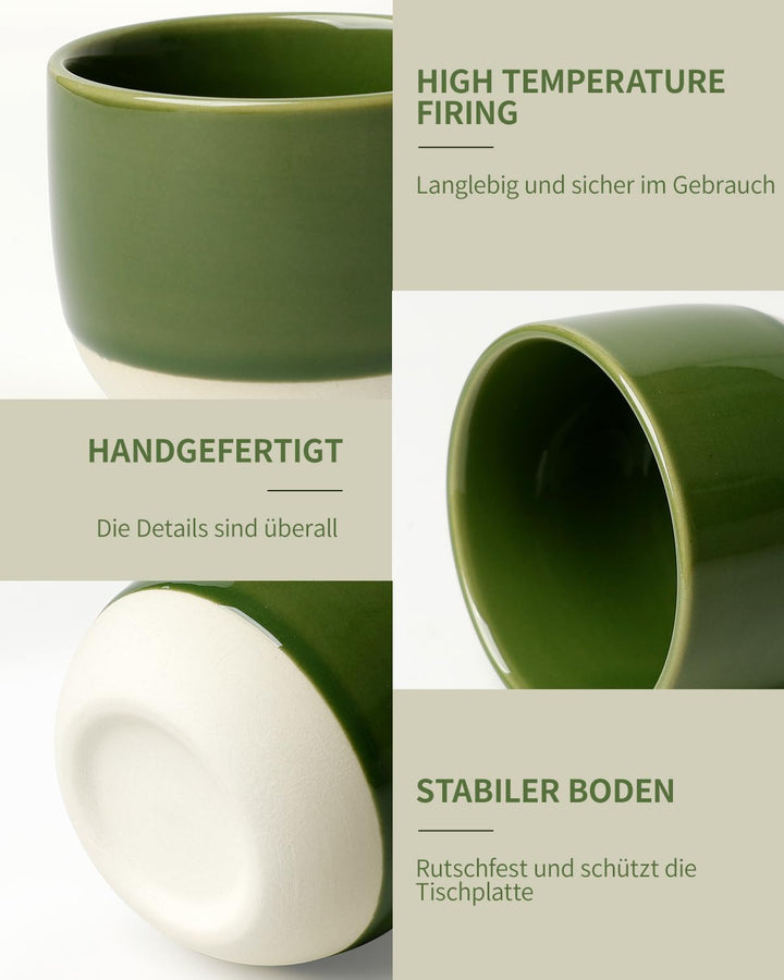 NOVAJOY | Espressotassen Set | 4-teilig | 150 ml | Mini-Espressotasse - Handgefertigt dickwandigem |
