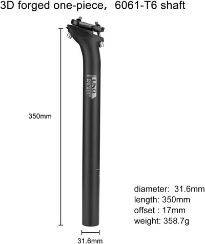 FOMTOR Sattelstange 27,2/30,9/31,6mm Sattelstütze 350mm Fahrradsattelstütze Offset 17mm Sattelstange