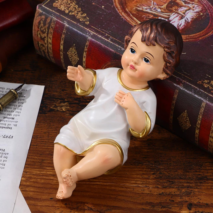 Gatuida Mini Jesuskind Krippenfigur Kunstharz Christkind Statue für Weihnachtskrippe Religiöse Dekor