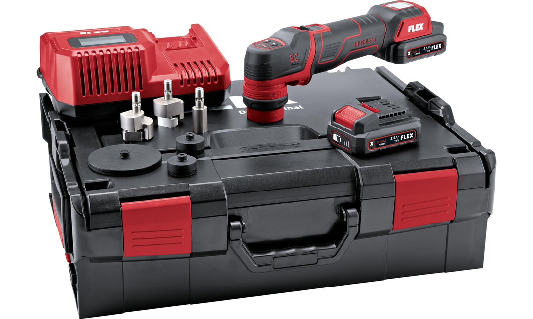 FLEX Akku-Poliermaschine PXE 80 12-EC / 2.5 SET (Akku-Polierer 12 V, rotativ und exzentrisch freilau