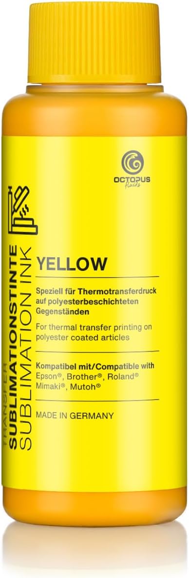 Octopus 1000 ml (1L) Sublimationstinte yellow (gelb) für Textildruck, Transferdruck, Sublimation Ink