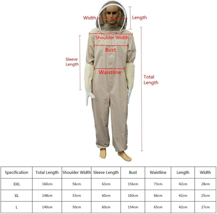Imkeranzug, professionelles Imker-Kostü , mit Handschuhen & Schutzvorrichtung, Bienenzuchtanzug für