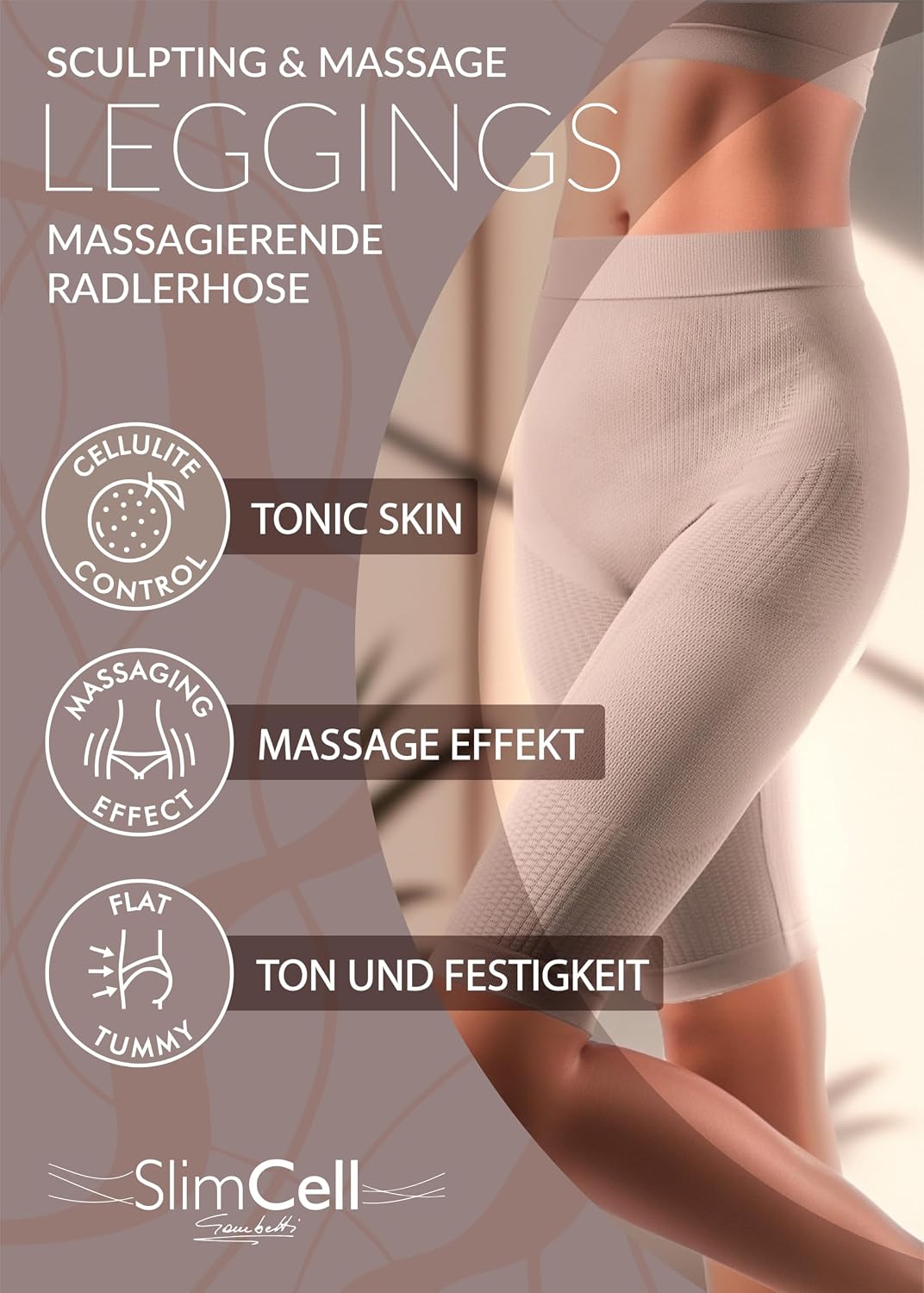 SLIMCELL Anti Cellulite Leggings Damen Draining - Shape Leggings Damen, Mikrofaser Shapewear Damen B