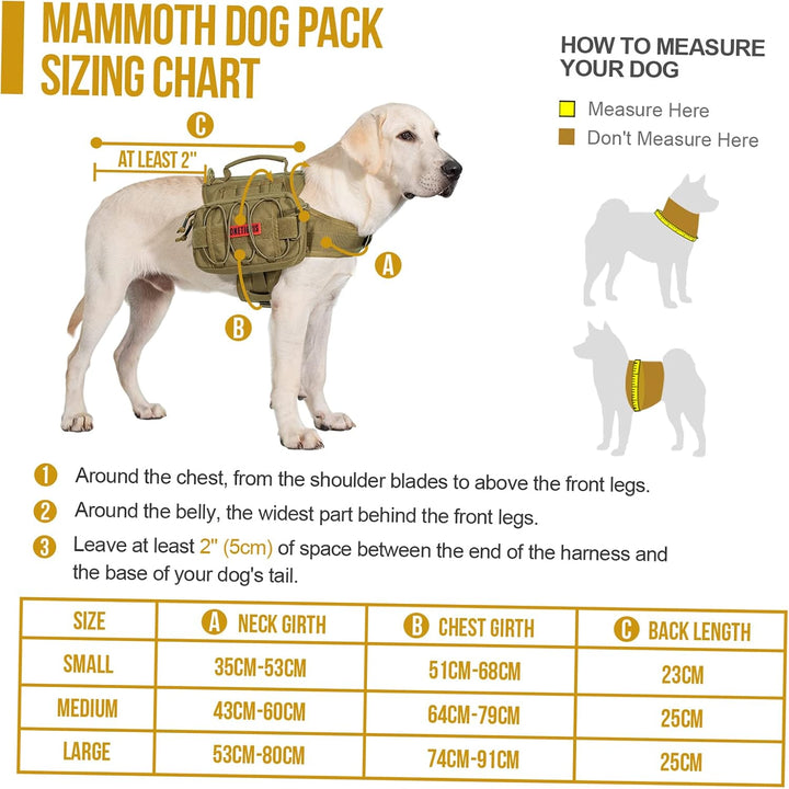 OneTigris Mammoth Hunderucksack 2.0 Version Reissen Camping Wandern Hundebackpack für M/L Grösse Hun