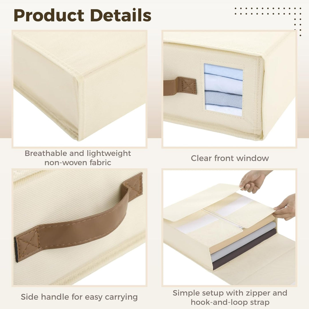 Linen Bed Sheet Organiser Box,3er-Set Faltbare Aufbewahrungsboxen für Bettwäsche, 38 x 33 x 11,5 cm,