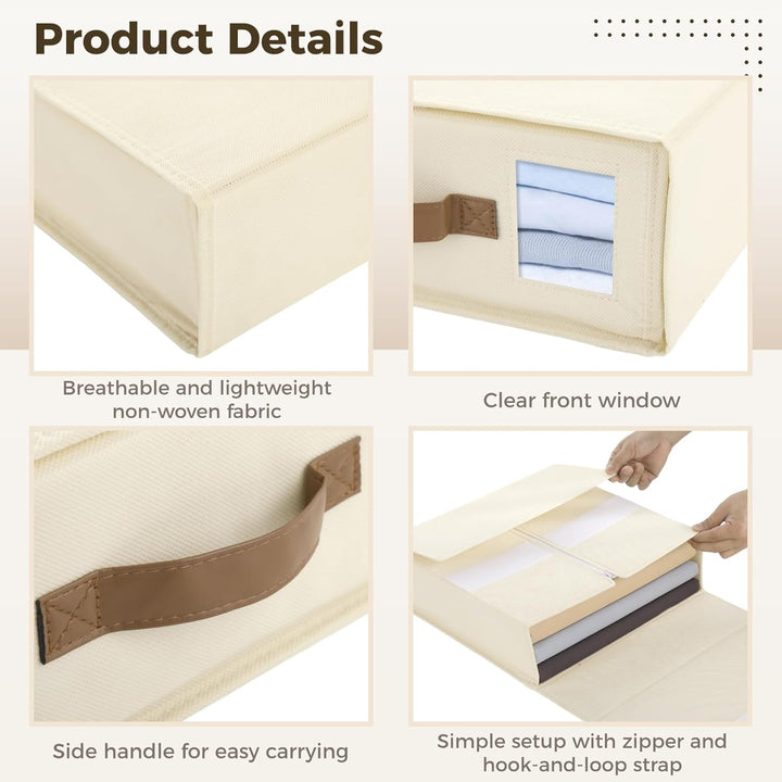 Linen Bed Sheet Organiser Box,3er-Set Faltbare Aufbewahrungsboxen für Bettwäsche, 38 x 33 x 11,5 cm,