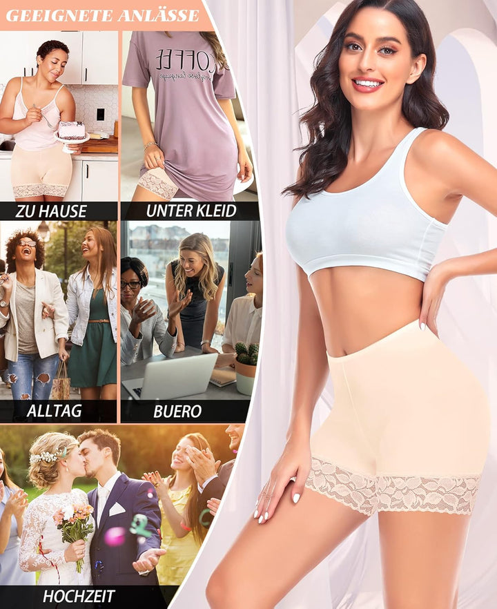 YARRCO Damen Unterhose Spitze Radlerhose Kurz Unter Rock Hosen Anti-Chafing Slipshorts Boxershorts U