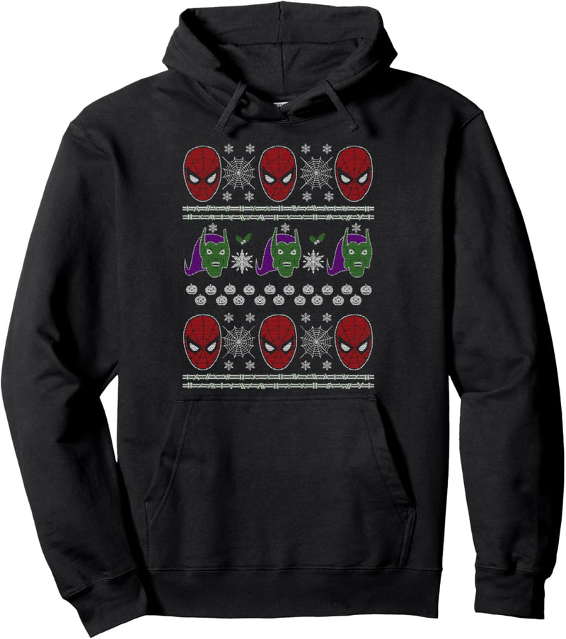 Marvel Spider-Man And Green Goblin Holiday Pattern Pullover Hoodie