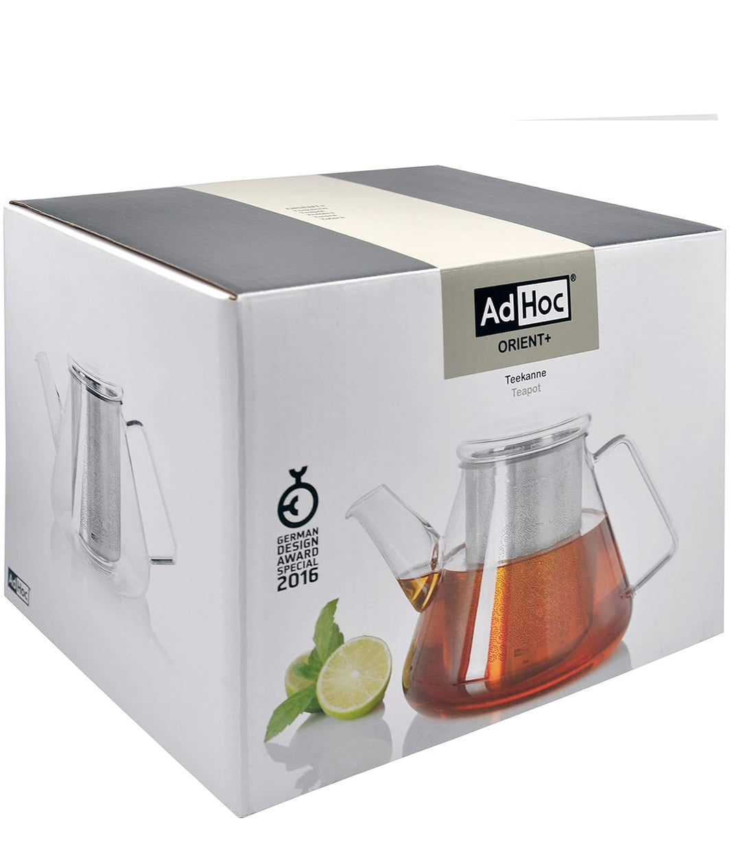 AdHoc TK50 Teekanne 1,5 l mit Filter für losen Tee ORIENT+, Glas/Edelstahl
