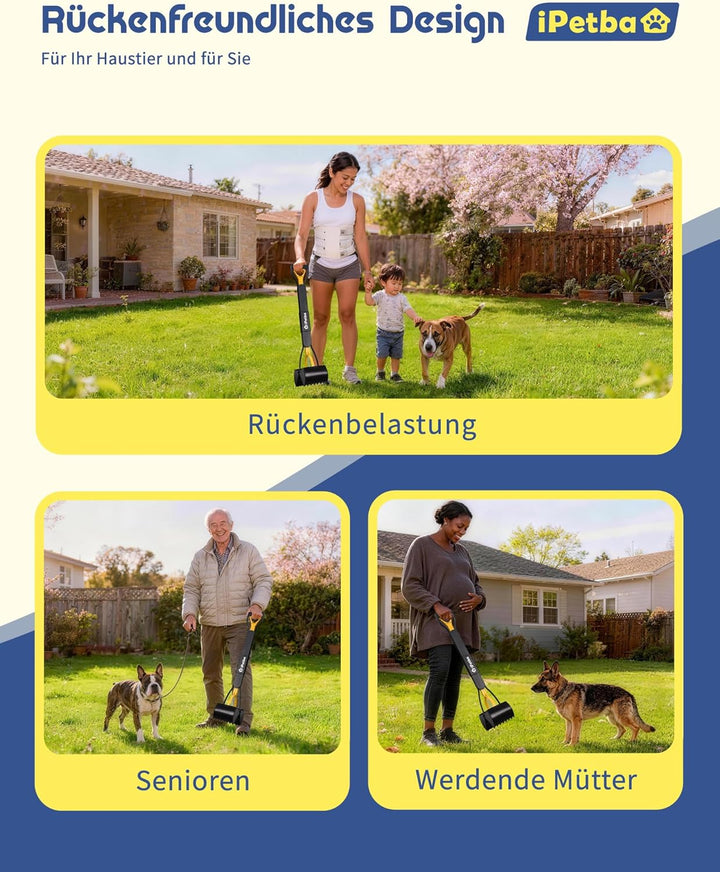 IPETBA 80 cm Grosser Hundekotschaufeln Langer Griff Hundekotsammler Kein Bücken Nötig für Hunde und