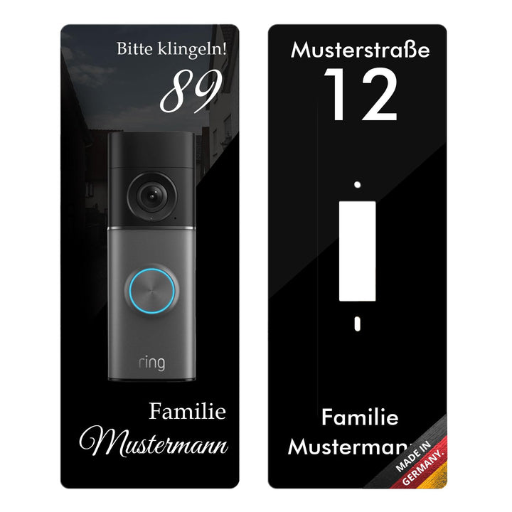 iSecur Personalisierte Blende passend für Ring Videotürklingel Acryl schwarz I Wired Doorbell Pro 3.