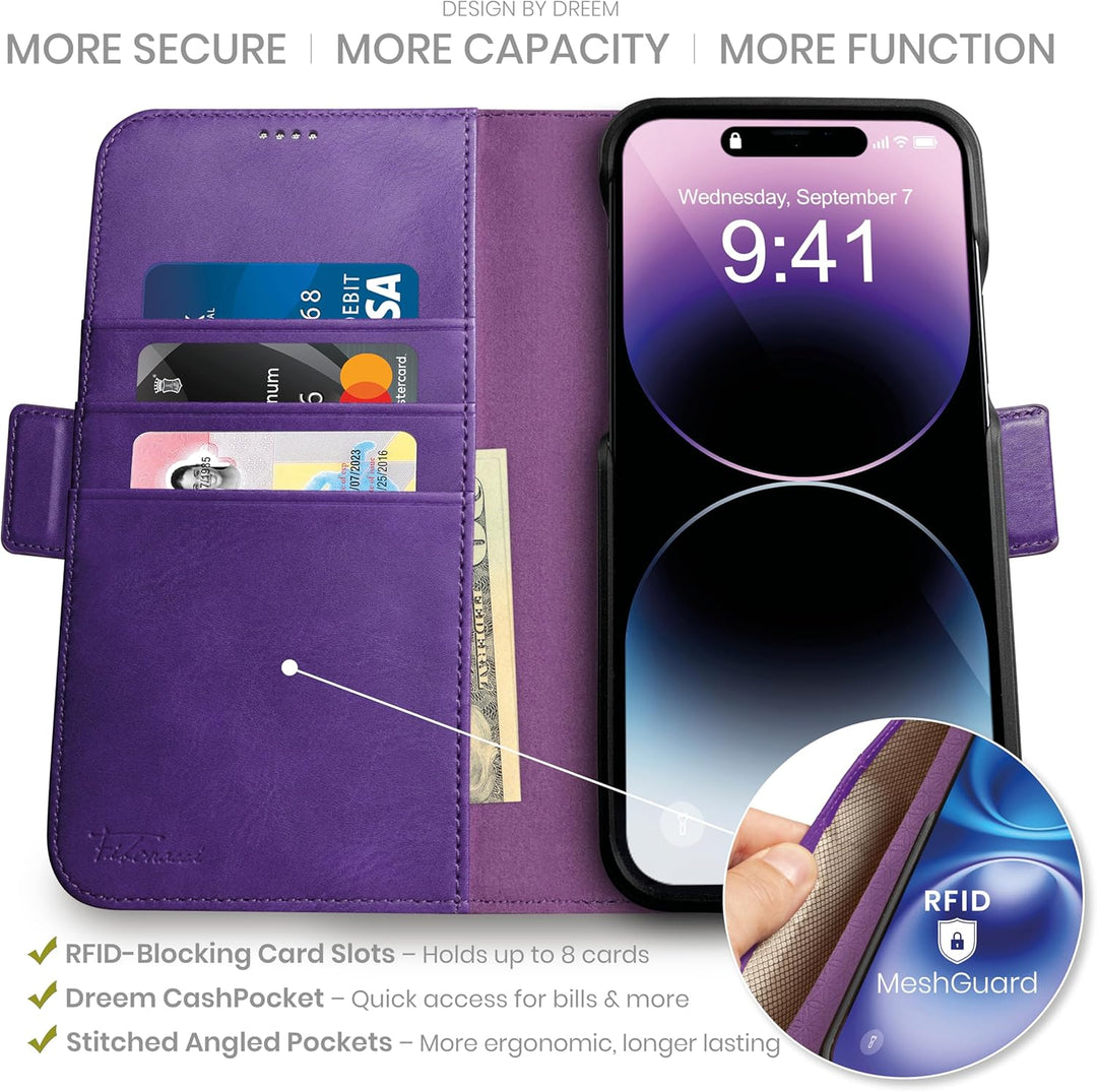 Dreem Fibonacci iPhone 14 Brieftaschen-Etui / 2-in-1 stossfestes Etui und abnehmbares Folio aus vega