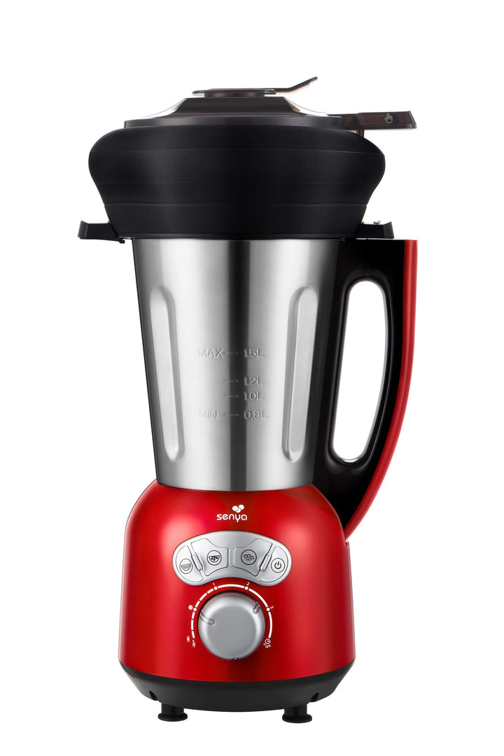 Senya Standmixer aus Edelstahl Cook & Ice V3 rot, Mixer Suppe, samtweich/gespritzt, Dampfgarer, Crus