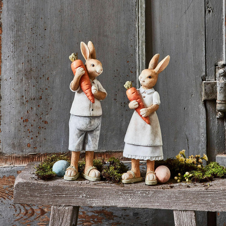 Loberon® Hase 2er Set Gimont, handbemaltes Häschen-Paar, detailverliebt gestaltet, nostalgischer Cha