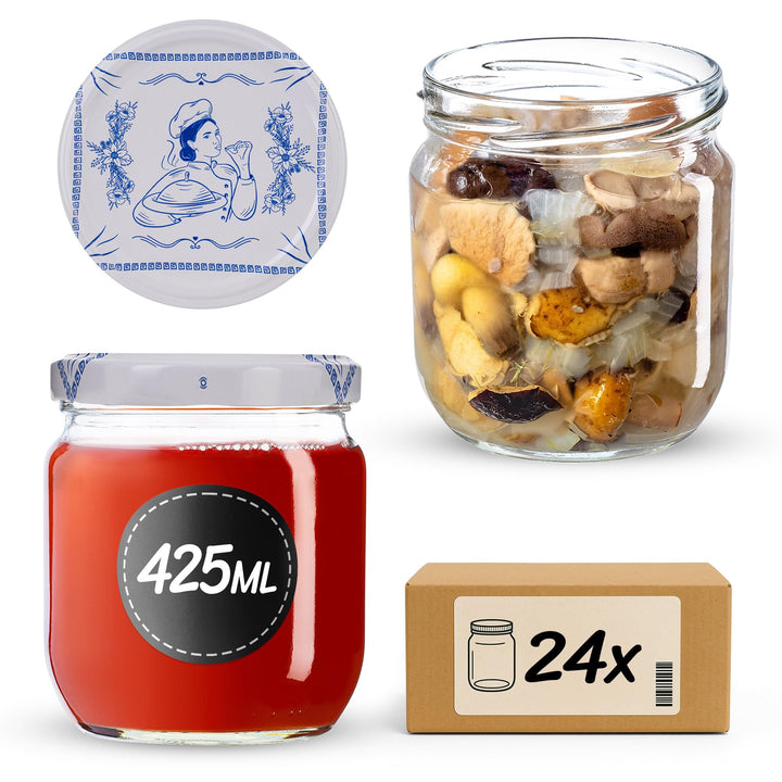 KADAX Einmachgläser 425ml TO82, Sturzgläser Mason Jar mit Schraubdeckel, Luftdichte Twist-off Gläser