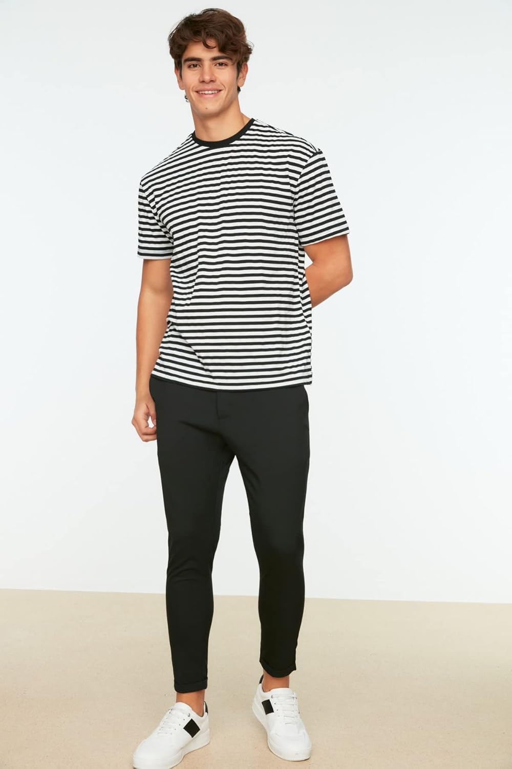 TRENDYOL Herren Männliche Beli-Reifen Slim Fit N Pants, Schwarz