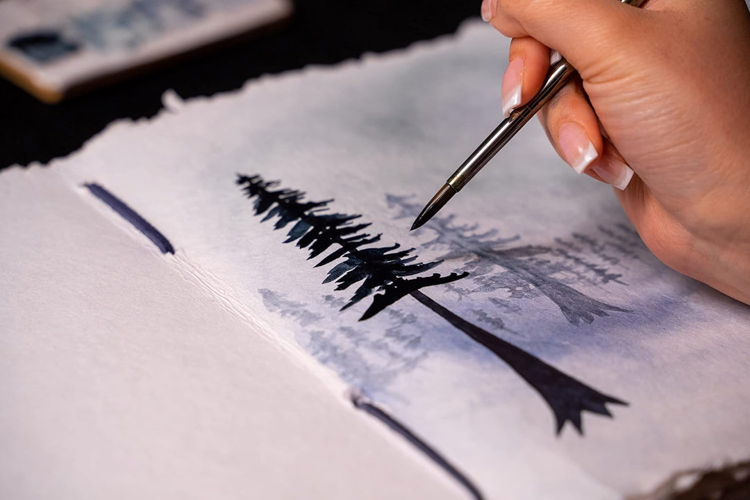 Wanderings Blaues Wildleder Aquarelljournal – 25 x 32 cm / 10 x12,5" – Mit Handgeschöpftem Büttenpap