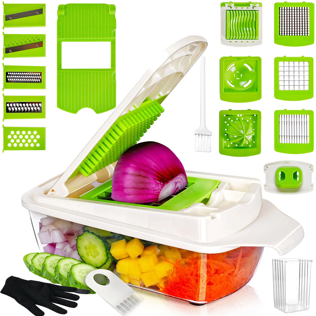 19 in 1 Multifunktions Mandoline Gemüsehobel Gemüseschneider, Würfelschneider, Eierschneider, Zwiebe
