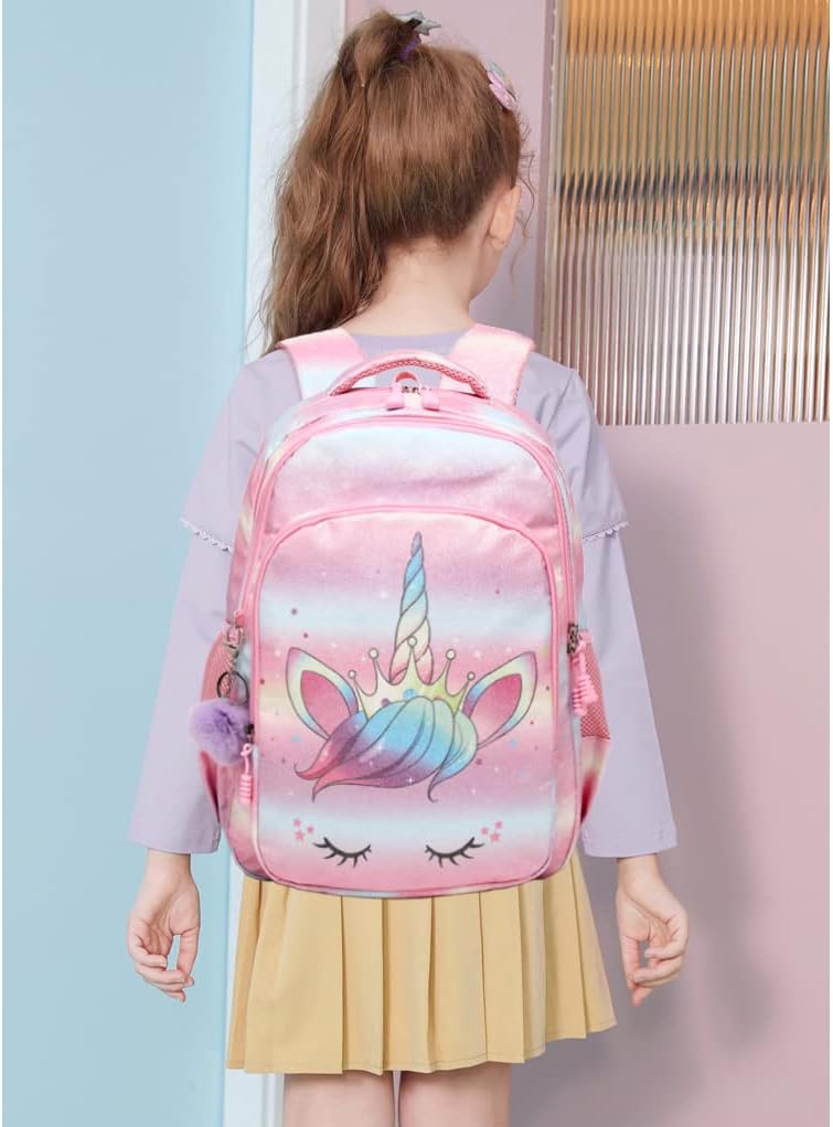 Kimwadalh Mädchen Rucksack Glitzer Schultasche Schulranzen Set Schulrucksack Mädchen Jungen Rucksack