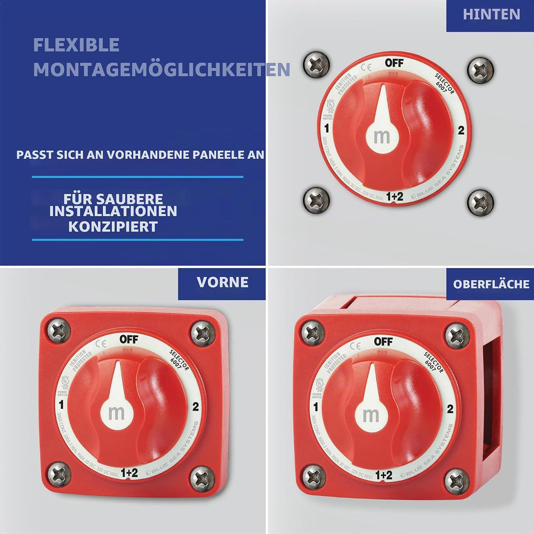 Blue Sea Systems Batterieschalter m-Serie, 300 A, Selector 4 Pos. MULTICOLOR, Selector 4 Pos. MULTIC