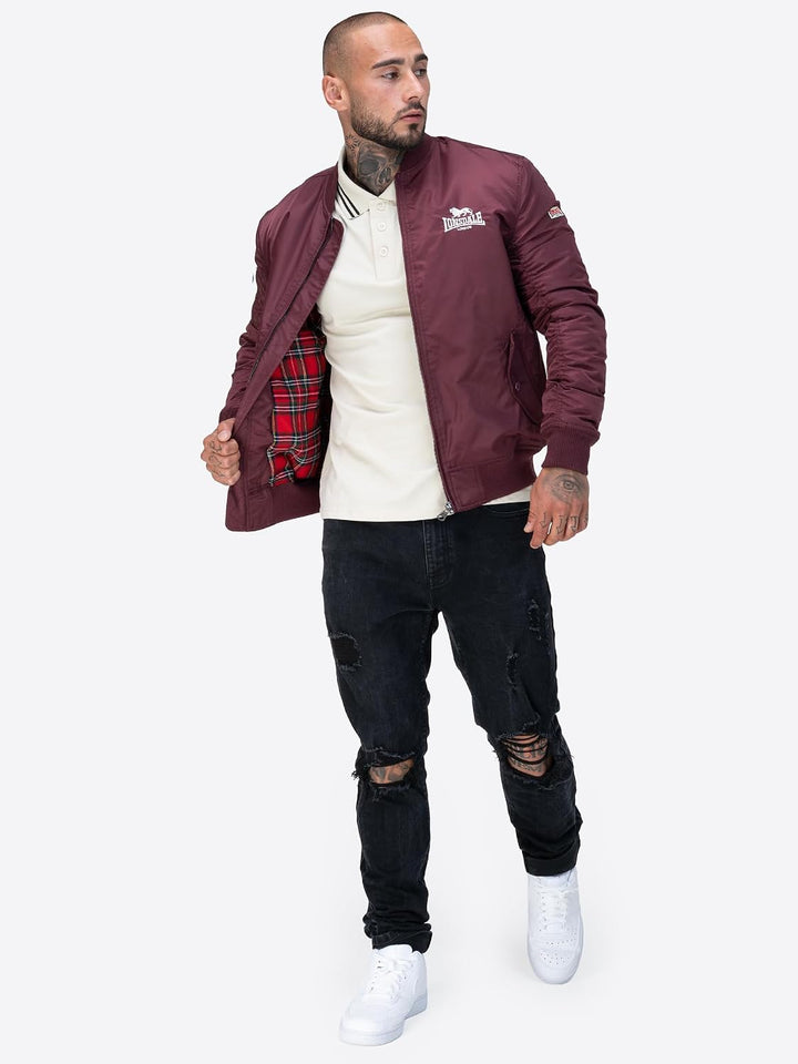 Lonsdale Herren Jacke schmale Passform TERN HILL Oxblood/White S, Oxblood/White S