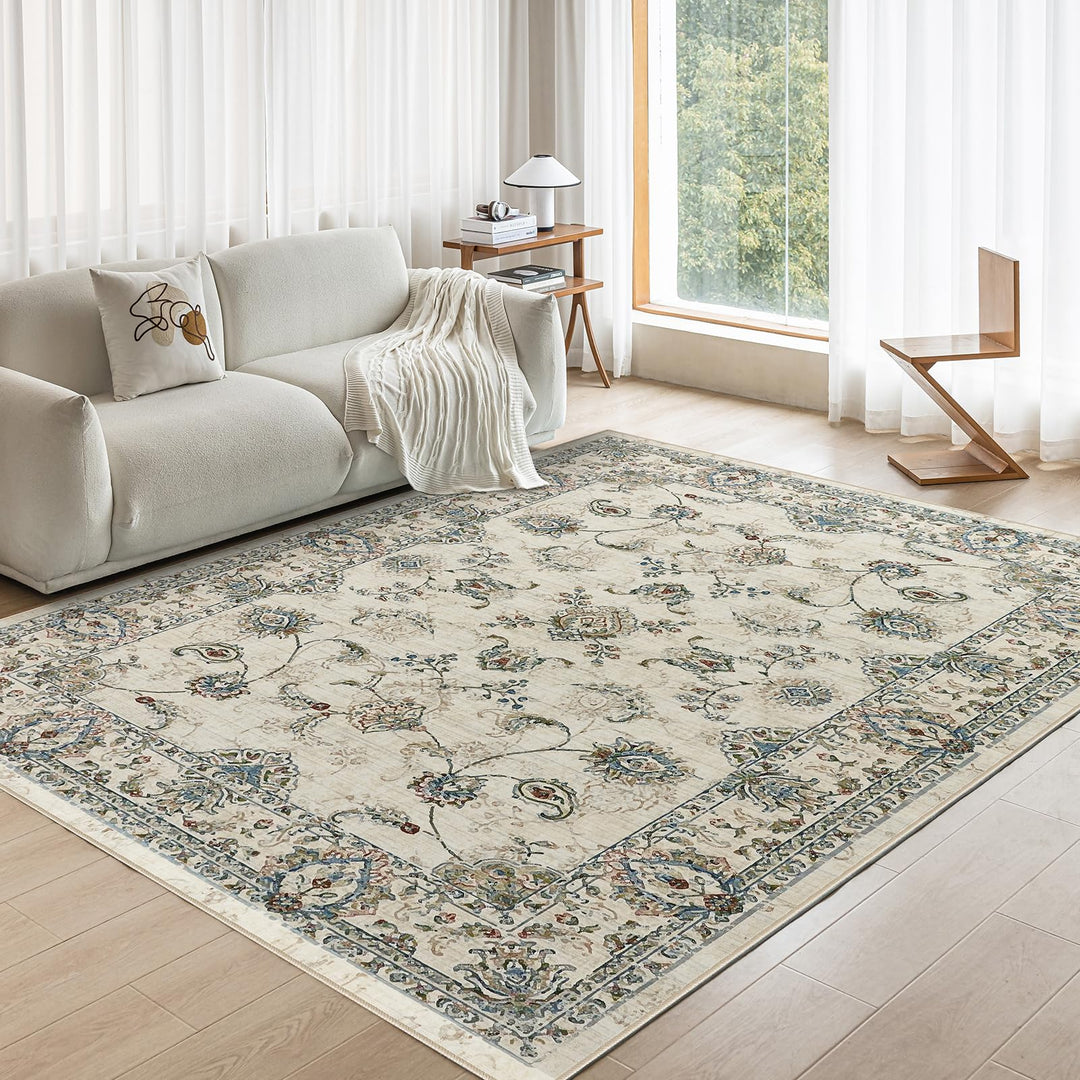 CHOSHOME Vintage Teppich Wohnzimmer 80X150CM Waschbarer Kurzflor Boho Weiche Teppich Mit Orient Desi