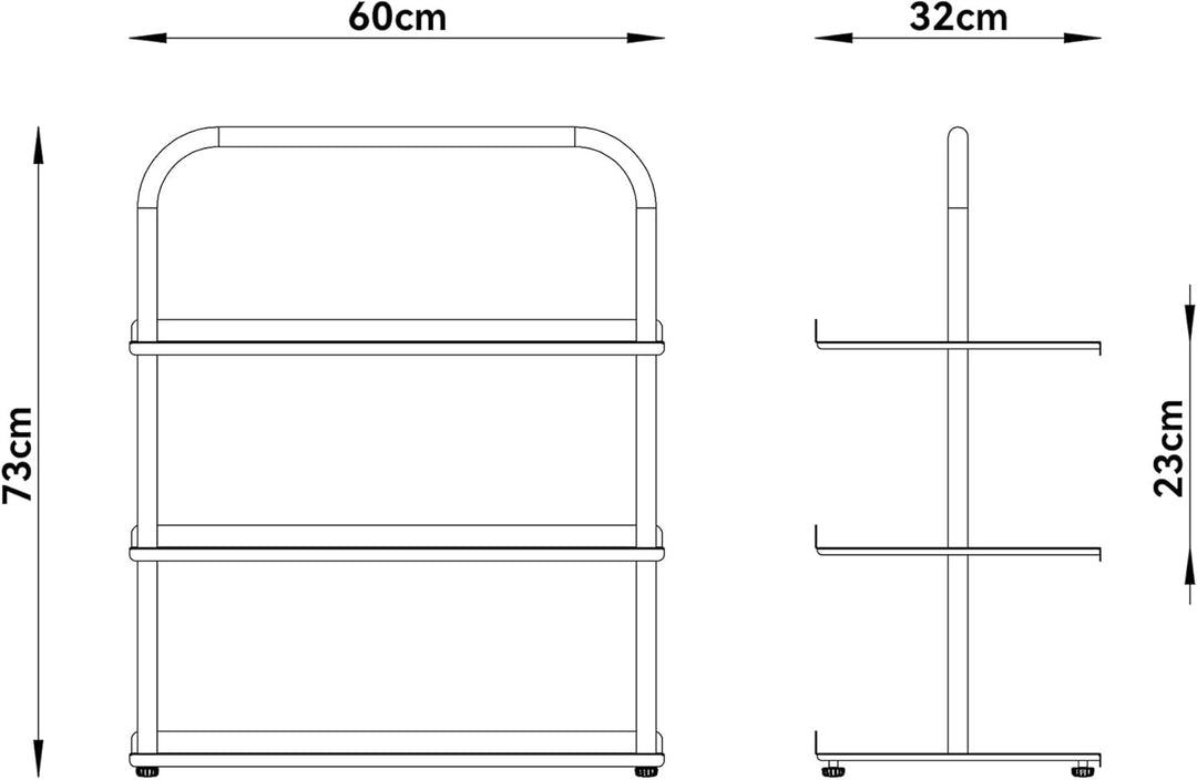 [en.casa] Schuhregal schmal Poytya mit 3 Ebenen Metall 73 x 60 x 32 cm Schuhständer für 6 Paare Schu
