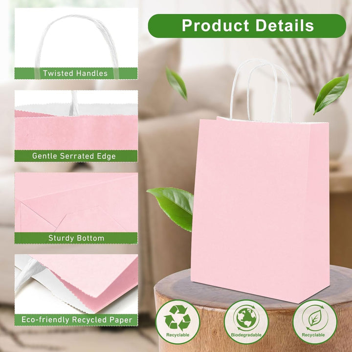 Gucass 50 Stück Klein Papiertüten mit Henkel, Bunt Kraft Papiertaschen Geschenktüten, 15x8x21cm Papi