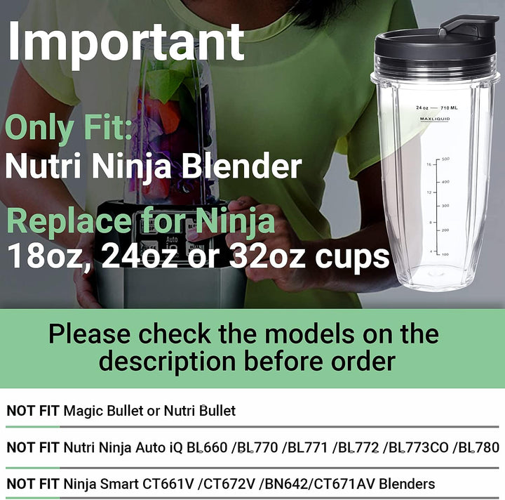680 ml Mixerbecher mit verbesserten Deckeln für Ninja BL450 BL454 BL456 BL480 BL481 BL482 BL490 BL64