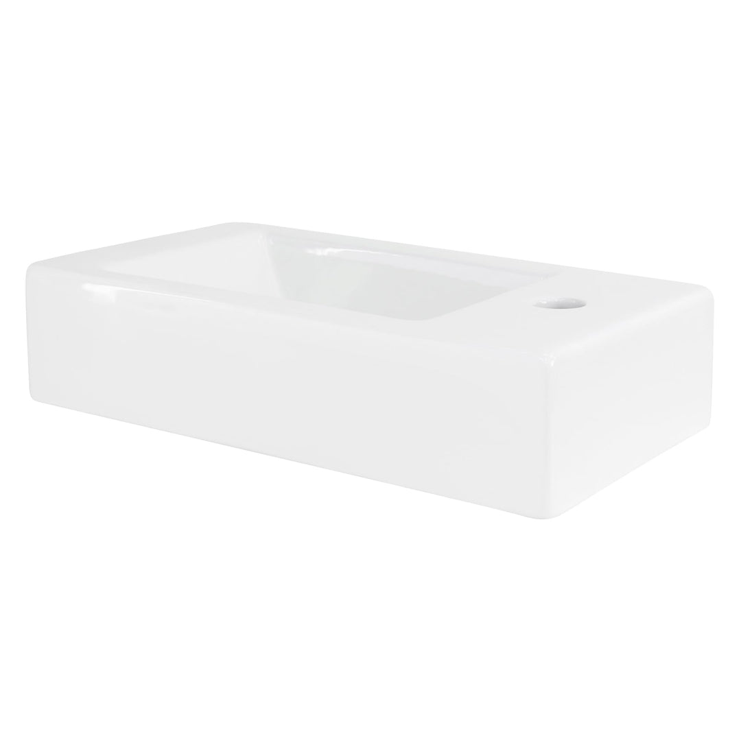 ML-Design Waschbecken aus Keramik in Weiss 46x26x11 cm, Eckig, klein, Hahnloch rechts, Wandmontage o