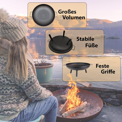 Montafox Feuerschale Feuerstelle Lagerfeuer Metall Ø 58 cm für Garten und Terrasse