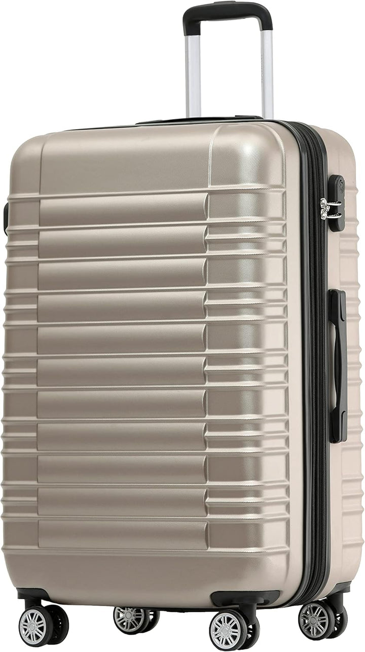 BEIBYE 2088 Zwillingsrollen Reisekoffer Koffer Trolleys Hartschale M-L-XL-Set (Champagner, L) Champa