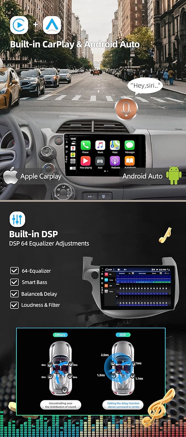JOYX Android 12 IPS Autoradio Passt für Honda Fit/Jazz (2007-2014) - 4G+64G - Eingebaut DSP/Carplay/