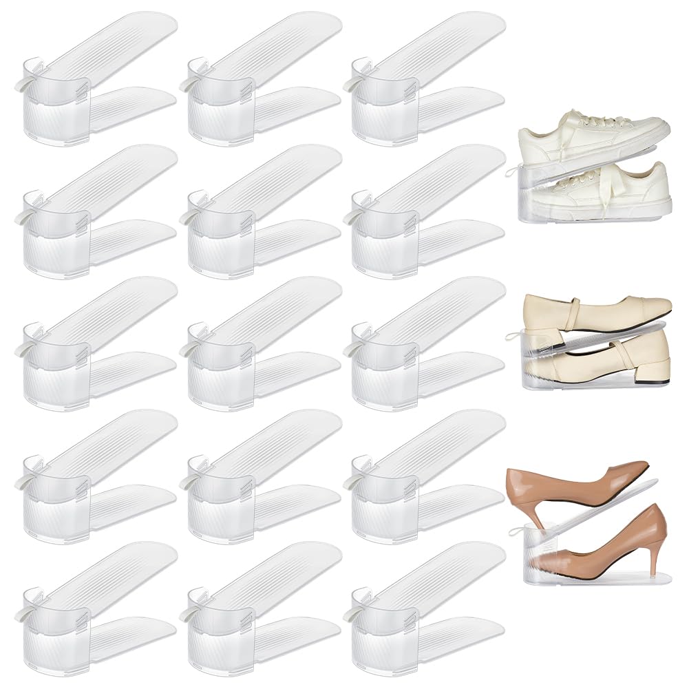 UNICRAFTALE 15 Sets Transparenter Schuhfach Organizer Höhenverstellbarer Schuhstapeler Aus Plastik D