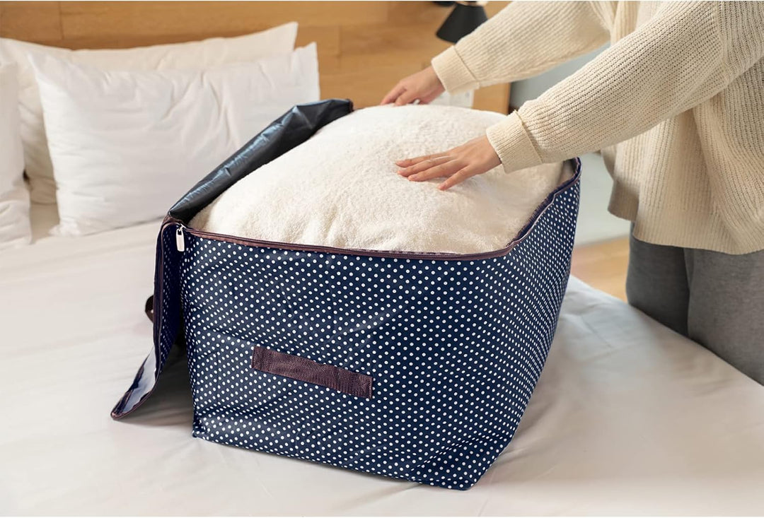 DOKEHOM 105L Large Underbed Clothes Storage Bag with Zip, Moisture Proof (Blue) Blau 105L, Blau 105L