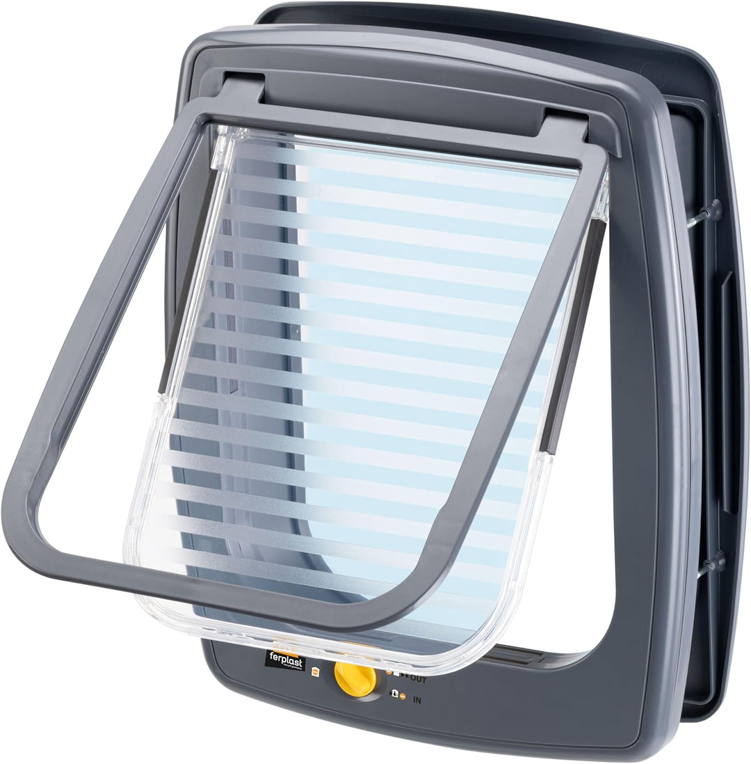 Ferplast Hundeklappe mittelgrosse Hunde, Katzenklappe, Haustiertür 4-Wege steuerbarer Ein- und Ausga