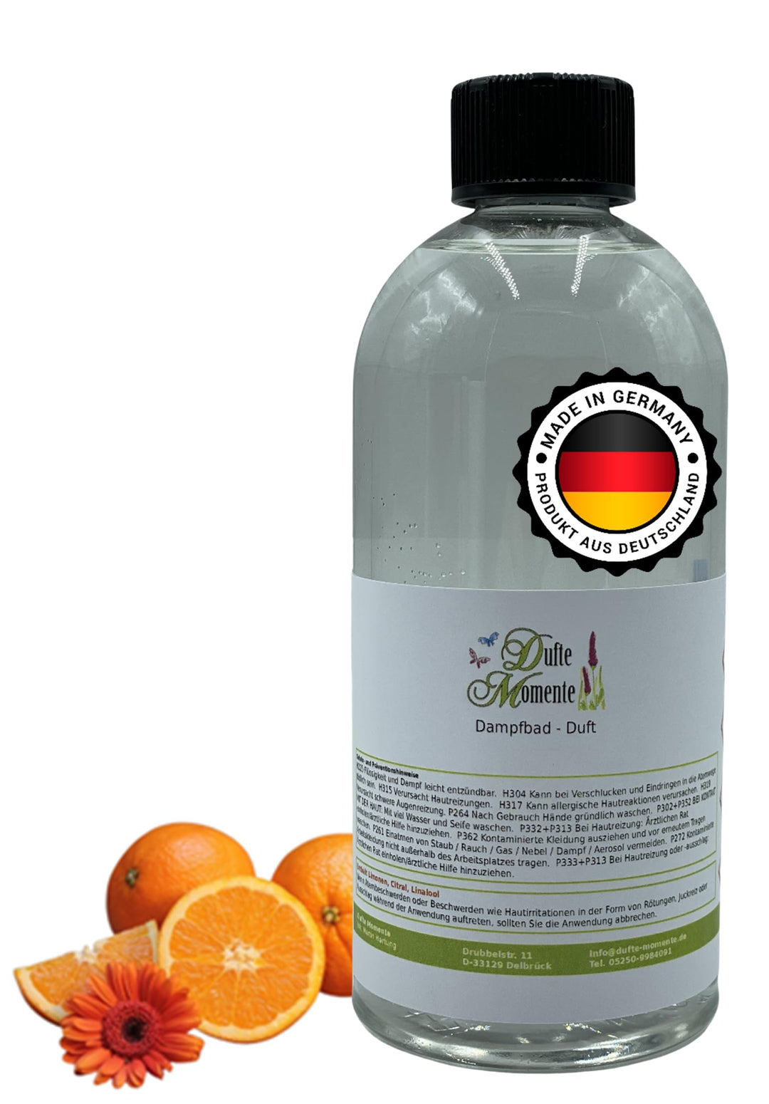 Dufte Momente Dampfbad Duftkonzentrat Orange 500ml – naturreine ätherische Öle – fruchtig & belebend