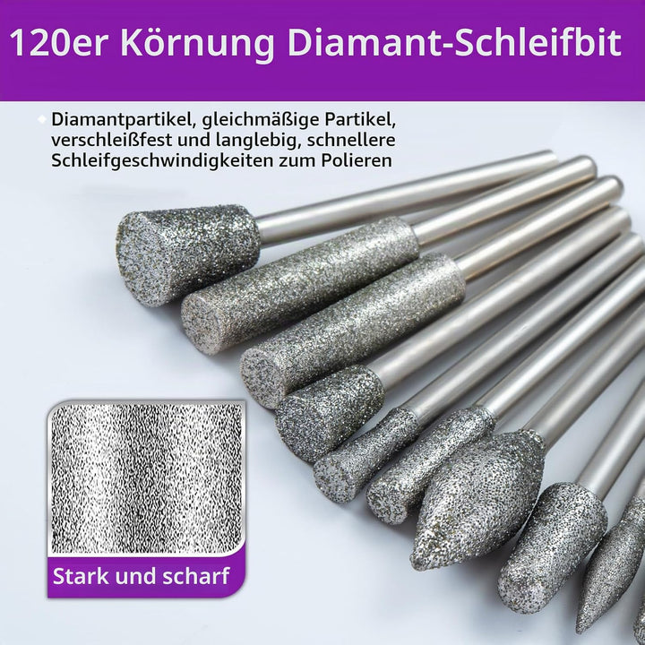 52 Stück Diamant Fräser Set mit Sortierbox, Kompatibel mit Dremel Schleifaufsätze Rotary Tool Zubehö